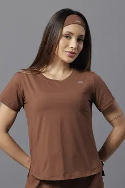 T-SHIRT BÁSICA BARRA ASSIMÉTRICA PEACH