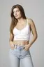 TOP S/BJ SEMI CROPPED RENDA BICOLOR