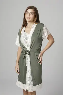 ROBE MANGA CURTA PALA RENDA/ LIGANETE