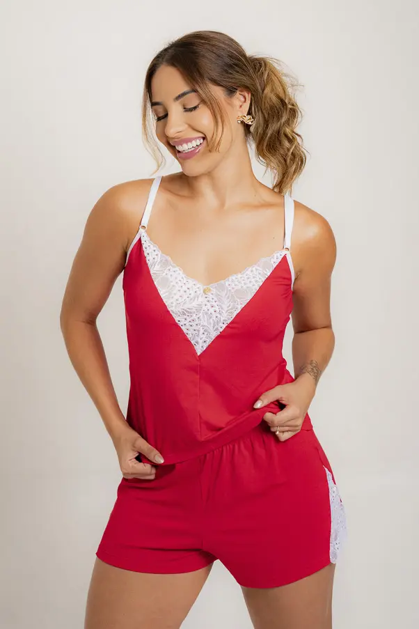 BABYDOLL EM VISCOCREPE COM RENDA